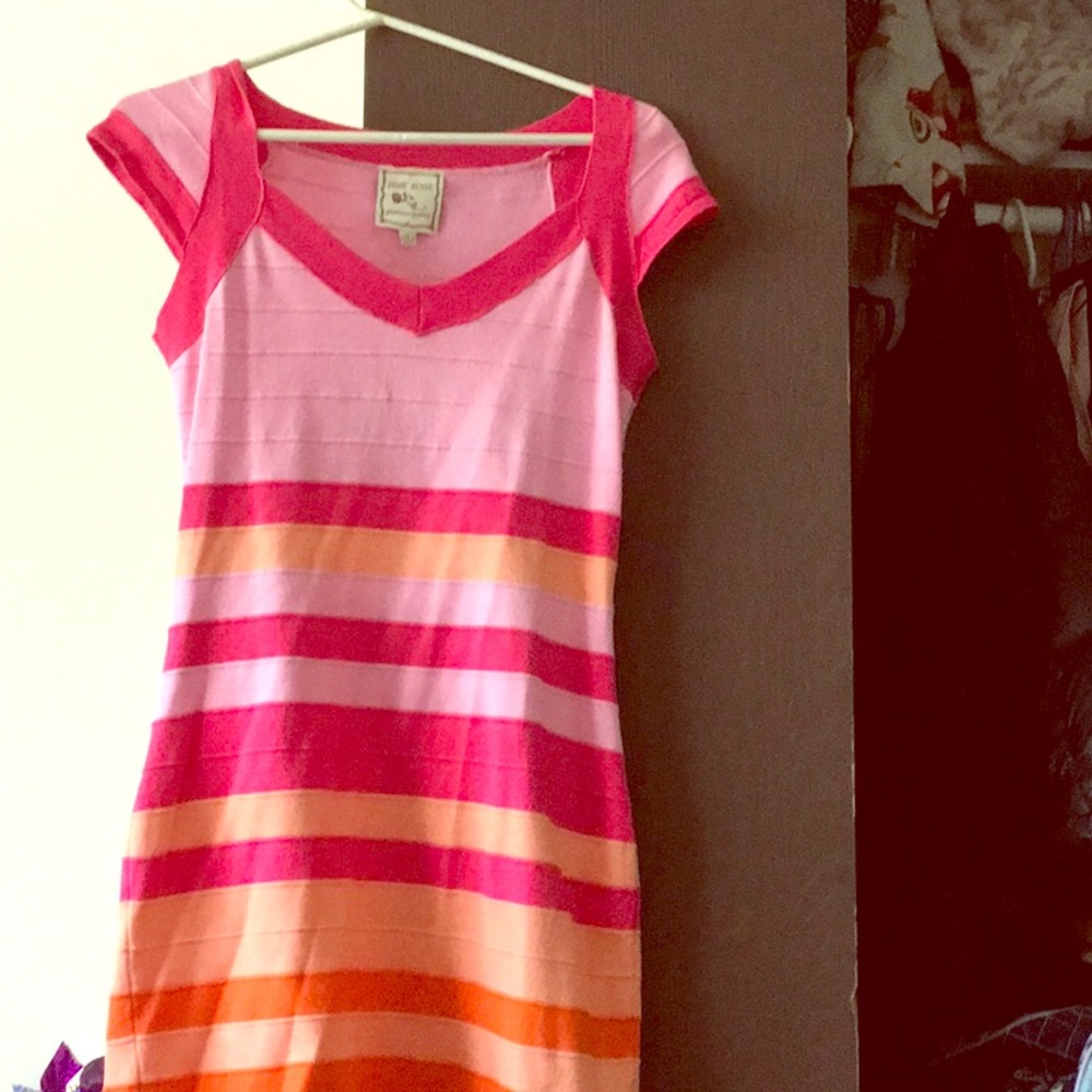 Pink and Orange striped dress